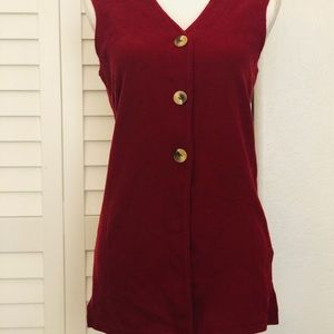Red/burgundy sleeveless vest with tie on back